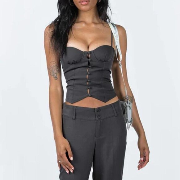 Princess Polly charcoal gray long corset top🍸🖤 - Picture 1 of 8